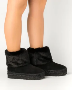 Bota baja en serraje negro Merce Doble