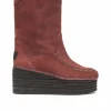 Bota Cowboy en serraje burdeos Creta
