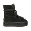 Botin con pelo en serraje negro Merce Doble
