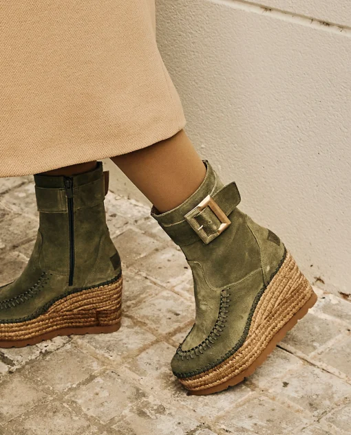 Botin hebilla en serraje kaki Tilo 5