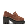 Mocasín de tacón en cavallo cuero oscuro Panteta