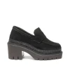 Mocasín de tacón en serraje negro Panteta