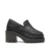 Mocasín de tacón en velvet negro Panteta