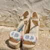 Sandalia abierta trenza natural jeans