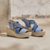 Sandalia elásticos en serraje jeans Dominica