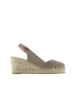 Sandalia en serraje taupe Clavel
