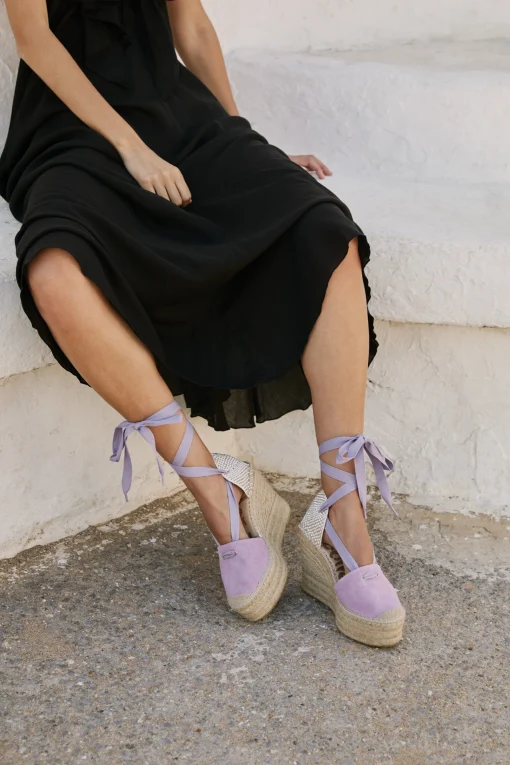 Sandalia lona eco malva Greco
