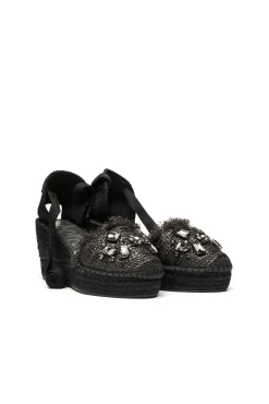 Sandalia rafia cristal negro Tilo 5