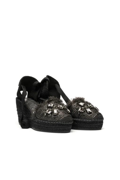 Sandalia rafia cristal negro Tilo 5