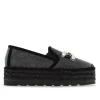 Slipper detalle en terciopelo negro Merce Doble