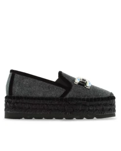 Slipper detalle en terciopelo negro Merce Doble