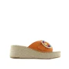 Zueco broche en serraje naranja Vinci