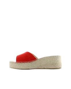 Zueco hebilla en serraje rojo Vinci