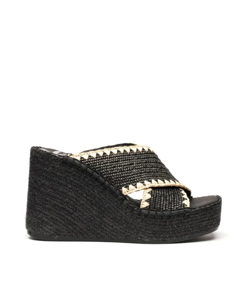 Zueco rafia negro Monet
