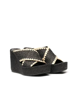 Zueco rafia negro Monet